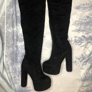 PUBLIC DESIRE Faux Suede Platform Boots